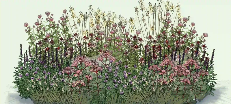 Panache de rose et violet