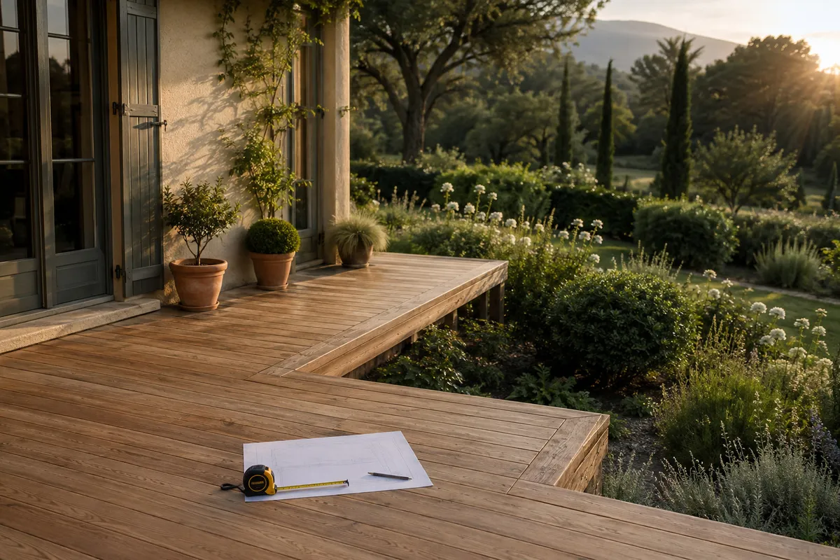 Terrasse bois sur mesure en cours de conception